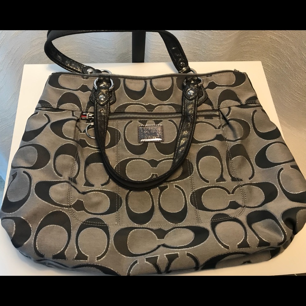 Large Silver Grey Coach Purse